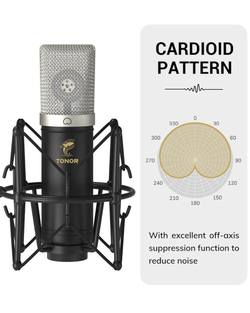 TONOR Condenser Microphone 192kHz/24Bit, USB Cardioid Computer Mic Kit with Upgraded Boom Arm/Spider Shock Mount for Recording, Streaming, Gaming, Podcasting, Voice Over, YouTube, TC-2030 - Image 3